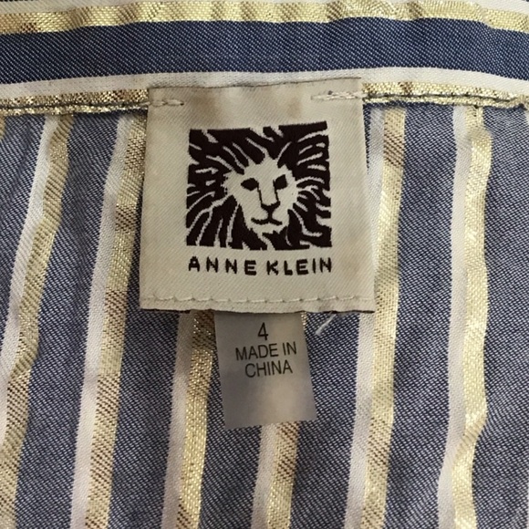 Anne Klein Metallic Striped Zippered Long Sleeve Shirt Dress Size 4 - Picture 2 of 11